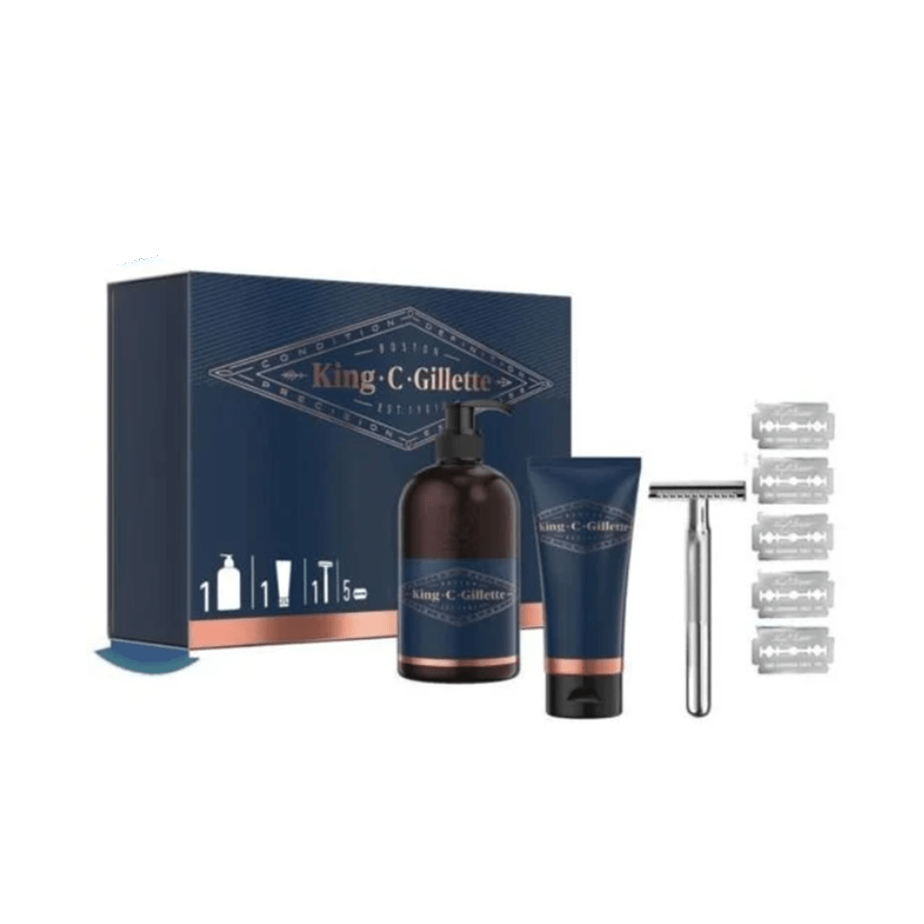 Gillette Shaving & Grooming Gillette King C Shave Trial Kit 8 Piece Gift Set (Razor + 150ml Shave Gel + 5 Blades + 350ml Beard Wash)
