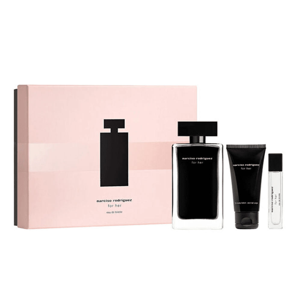 Narciso Rodriguez For Her Eau de Toilette Women s Perfume Gift Set Spray 50ml with Body Lotion and Hair Mist