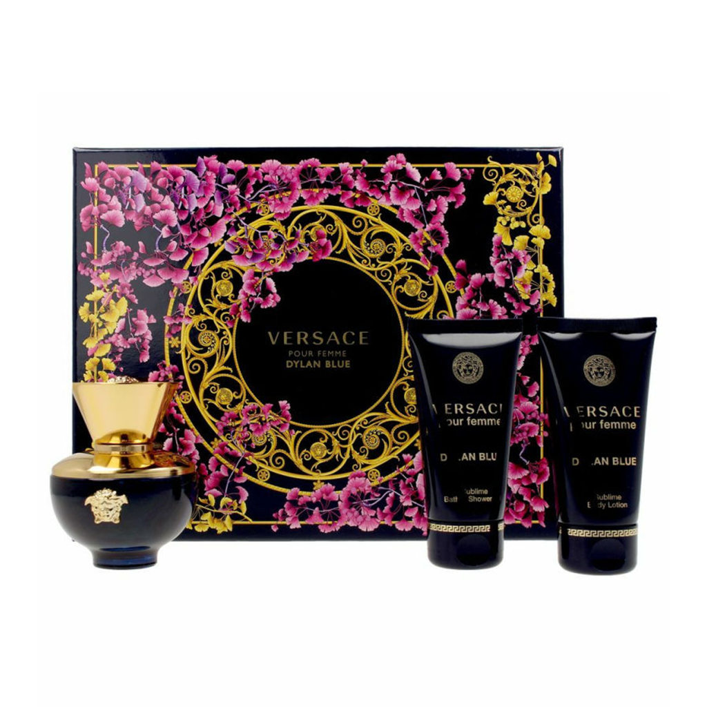 Versace Women's Perfume Versace Dylan Blue Femme Eau de Parfum Perfume Gift Set Spray (50ml) with Shower Gel and Body Lotion