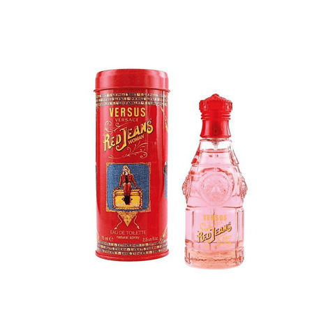 Versace perfume red jeans top woman